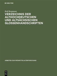 Cover Verzeichnis der althochdeutschen und altsächsischen Glossenhandschriften (eBook, PDF)