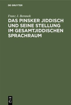 Cover Das Pinsker Jiddisch und seine Stellung im gesamtjiddischen Sprachraum (eBook, PDF)