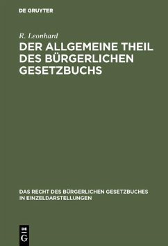Cover Der allgemeine Theil des bürgerlichen Gesetzbuchs (eBook, PDF)