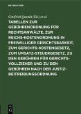 Tabellen zur Gebührenordnung für Rechtsanwälte, zur Reichskostenordnung in freiwilliger Gerichtsbarkeit, zum Gerichtskostengesetz, zum Umsatzsteuergesetz, zu den Gebühren für Gerichtsvollzieher und zu den Gebühren nach der Justizbeitreibungsordnung (eBook, PDF)