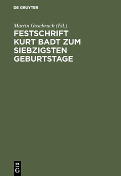 Cover Festschrift Kurt Badt zum siebzigsten Geburtstage (eBook, PDF)