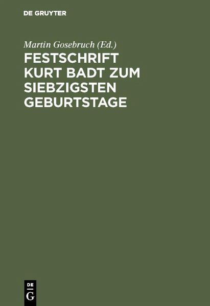 Festschrift Kurt Badt zum siebzigsten Geburtstage (eBook, PDF)