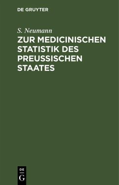 Cover Zur medicinischen Statistik des preussischen Staates (eBook, PDF)