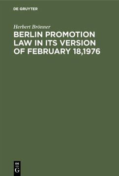 Cover Berlin promotion law in its version of February 18,1976 (eBook, PDF)