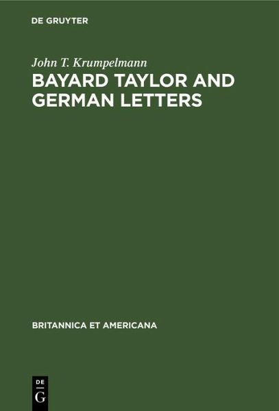 Bayard Taylor and German letters (eBook, PDF)