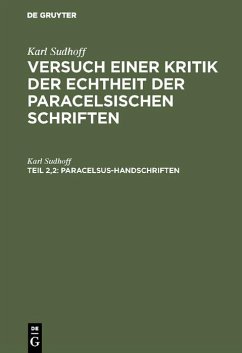 Paracelsus-Handschriften (eBook, PDF) - Sudhoff, Karl
