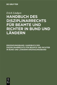Cover Erich Lindgen: Handbuch des Disziplinarrechts für Beamte und Richter in Bund und Ländern. Ergänzungsband (eBook, PDF)