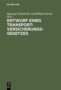 Cover Entwurf eines Transportversicherungsgesetzes (eBook, PDF)