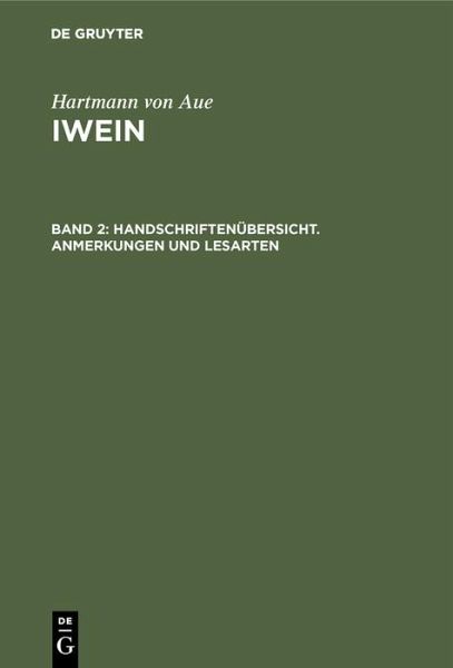 Handschriftenübersicht. Anmerkungen und Lesarten (eBook, PDF)