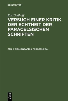 Bibliographia Paracelsica (eBook, PDF) - Sudhoff, Karl