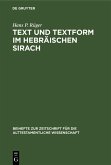 Text und Textform im hebräischen Sirach (eBook, PDF)