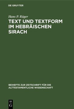 Cover Text und Textform im hebräischen Sirach (eBook, PDF)