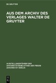 Aus dem Archiv des Verlages Walter de Gruyter (eBook, PDF)