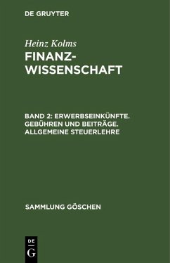 Cover Erwerbseinkünfte. Gebühren und Beiträge. Allgemeine Steuerlehre (eBook, PDF)