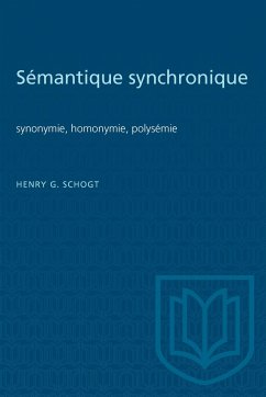 Sémantique Synchronique - Schogt, Henry