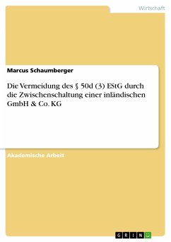 Die Vermeidung des § 50d (3) EStG durch die Zwischenschaltung einer inländischen GmbH & Co. KG (eBook, PDF) - Schaumberger, Marcus