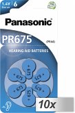 10x1 Panasonic PR 675 Hörgeräte Zellen Zinc Air 6er Rad