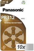10x1 Panasonic PR 312 Hörgeräte Zellen Zinc Air 6er Rad