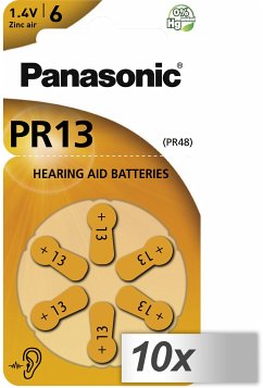 10x1 Panasonic PR 13 Hörgeräte Zellen Zinc Air 6er Rad