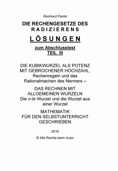 RADIZIEREN - TEIL III - LÖSUNGEN ZUM ABSCHLUSSTEST (eBook, PDF) RADIZIEREN - TEIL III - LÖSUNGEN ZUM ABSCHLUSSTEST (eBook, PDF)