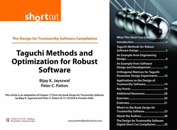 Taguchi Methods and Optimization for Robust Software (Digital Short Cut) (eBook, PDF) Taguchi Methods and Optimization for Robust Software (Digital Short Cut) (eBook, PDF)