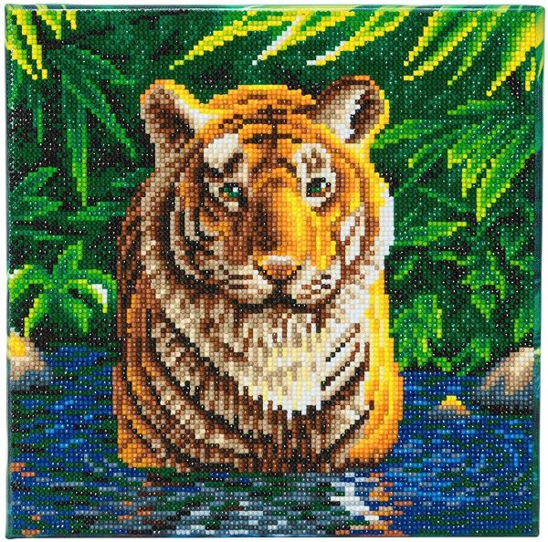 Craft Buddy CAK-A74 - Tiger Pool, 30x30cm Crystal Art Kit, Diamond Painting
