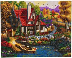 Cover Craft Buddy CAK-A56 - Riverside Cottage, 40x50cm Crystal Art Kit, Diamond Painting