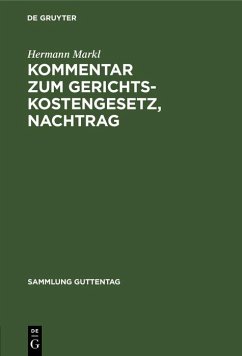 Kommentar zum Gerichtskostengesetz, Nachtrag (eBook, PDF) - Markl, Hermann