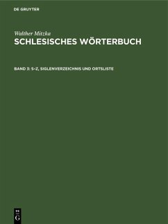 S-Z, Siglenverzeichnis und Ortsliste (eBook, PDF) - Mitzka, Walther