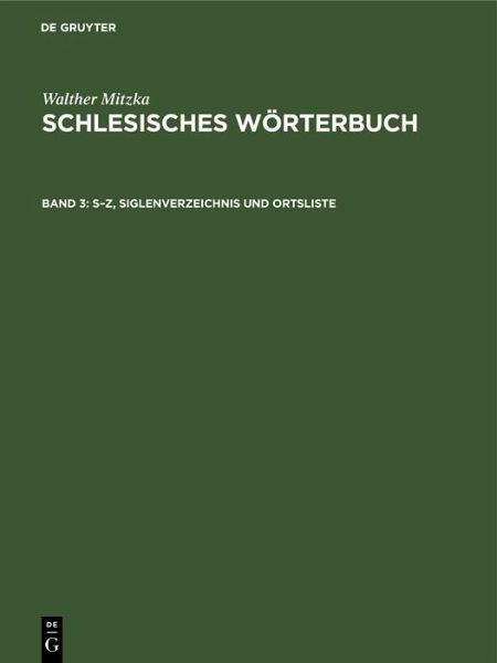 S-Z, Siglenverzeichnis und Ortsliste (eBook, PDF) S-Z, Siglenverzeichnis und Ortsliste (eBook, PDF)