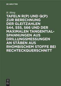 Tafeln R(p) und Q(p) zur Berechnung der Gleitzahlen s44, s55, s66 und der maximalen Tangentialspannungen aus Drillungsmessungen an Stäben aus rhombischem Stoffe bei Rechteckquerschnitt - Hörig, H.