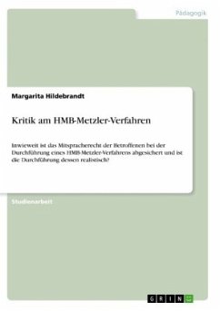 Kritik am HMB-Metzler-Verfahren - Hildebrandt, Margarita