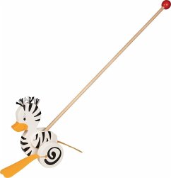 Goki 54959 - Schiebetier Zebra-Ente, Holz