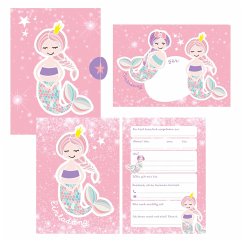 12 Glitzer Einladungskarten Meerjungfrau zum Geburtstag für Mädchen inkl. Umschläge   rosa glitzernde Geburtstagseinladungen für Kinder   - Wirth, Lisa