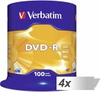 4x100 Verbatim DVD-R 4,7GB 16x Speed, matt silver