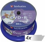 4x50 Verbatim DVD+R 4,7GB 16x Speed, wide printable NON-ID