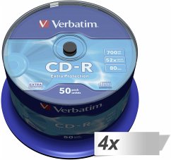 4x50 Verbatim Data Life CD-R 80 52x Speed, ExtraProtection