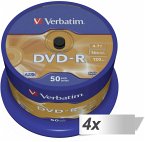 4x50 Verbatim DVD-R 4,7GB 16x Speed, matt silver