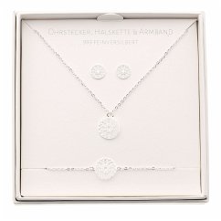 Geschenkset - Halskette-Armband-Ohrstecker - feinversilbert - Mandala des Glücks