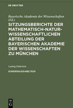 Cover Sitzungsberichte der Mathematisch-Naturwissenschaftlichen Abteilung der Bayerischen Akademie der Wissenschaften zu München. Sonderausg. 1/1929 (eBook, PDF)