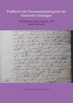 Findbuch zum Personenstandsregister der Gemeinde Gensingen - Korndörfer, Anja;Remmet, Gerhard