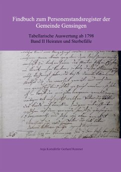 Findbuch zum Personenstandsregister der Gemeinde Gensingen - Korndörfer, Anja