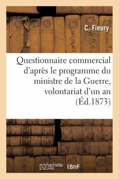 Cover Questionnaire Commercial d'Après Le Programme Du Ministre de la Guerre