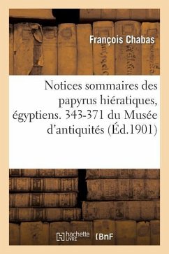 Notices Sommaires Des Papyrus Hiératiques, Égyptiens. 343-371 Du Musée d'Antiquités - Chabas, François