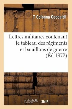 Cover Lettres Militaires Du Siège Contenant Le Tableau Des Régiments Et Bataillons de Guerre: de la Garde Nationale Parisienne Et Le Dispositif de la Batail