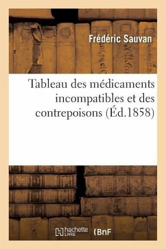 Tableau Des Médicaments Incompatibles Et Des Contrepoisons - Sauvan, Frédéric