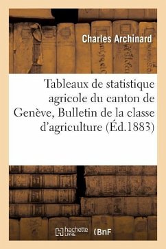 Tableaux de Statistique Agricole Du Canton de Genève, Bulletin de la Classe d'Agriculture - Archinard