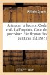 Acte Pour La Licence. Code Civil. de la... - Bild 1