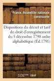 Dispositions Du Décret Et Tarif Du Droit d'Enregistrement Du 5 Décembre 1790 Par Ordre Alphabétique
