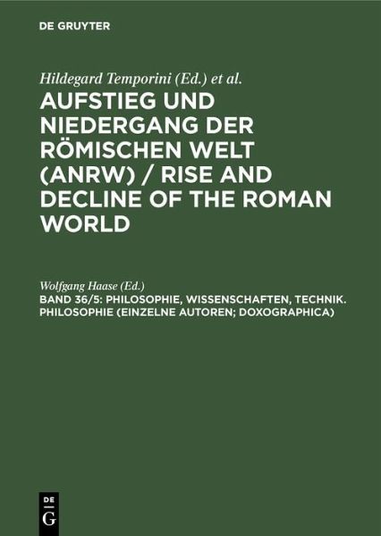 Philosophie, Wissenschaften, Technik. Philosophie (Einzelne Autoren; Doxographica) (eBook, PDF)